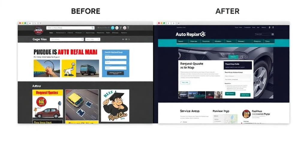 Auto Shop website before and after rebuild example