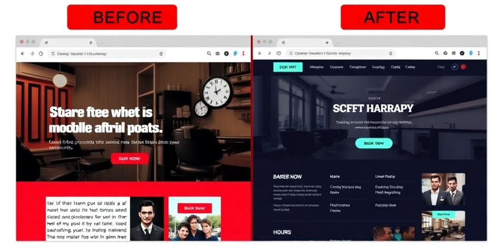 Barbershop website before and after rebuild example