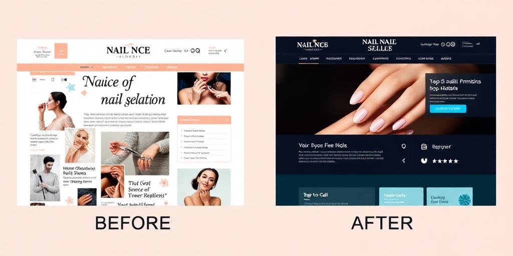 Nail Salon website before and after rebuild example