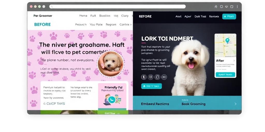 Pet Groomer website before and after rebuild example
