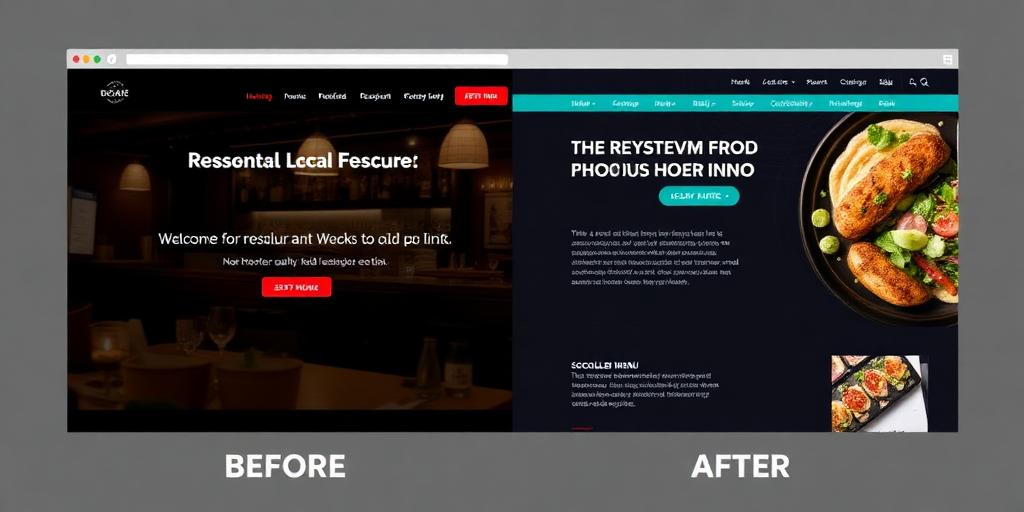 Restaurant website before and after rebuild example